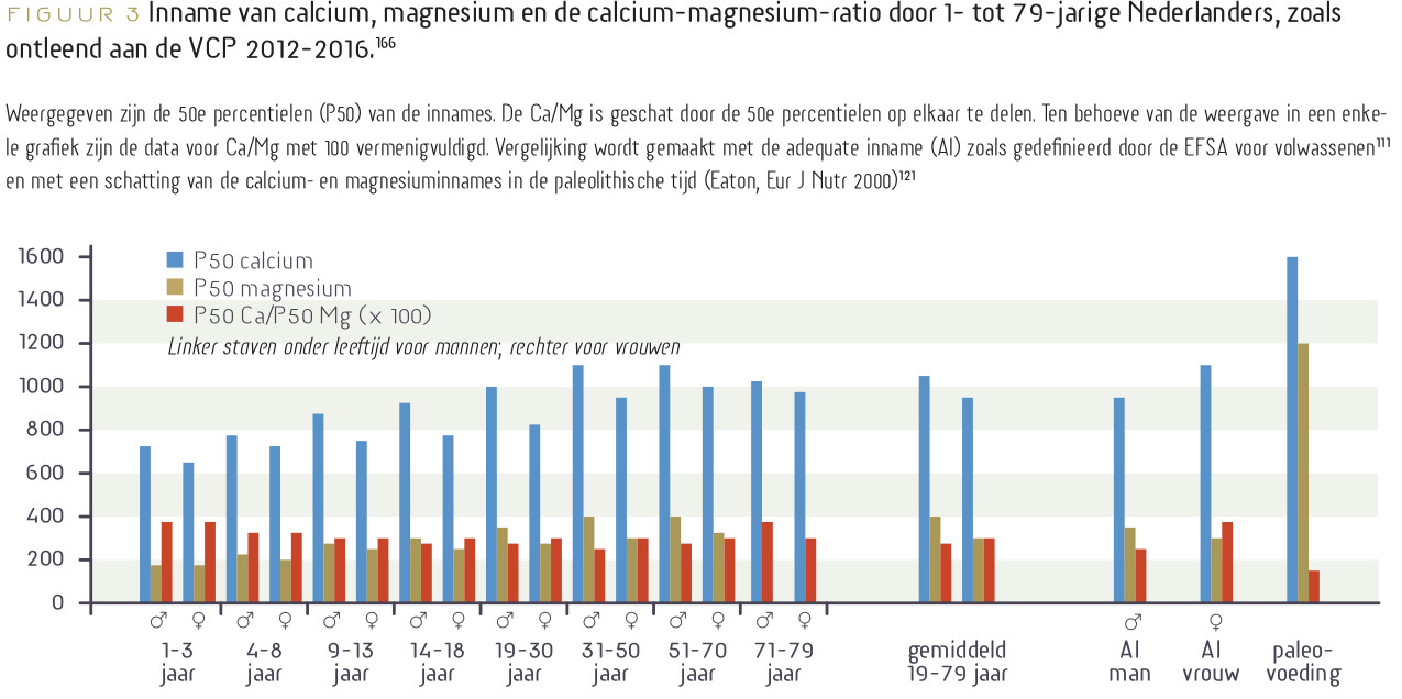 figuur 3 Inname van calcium en magnesium in Nederland